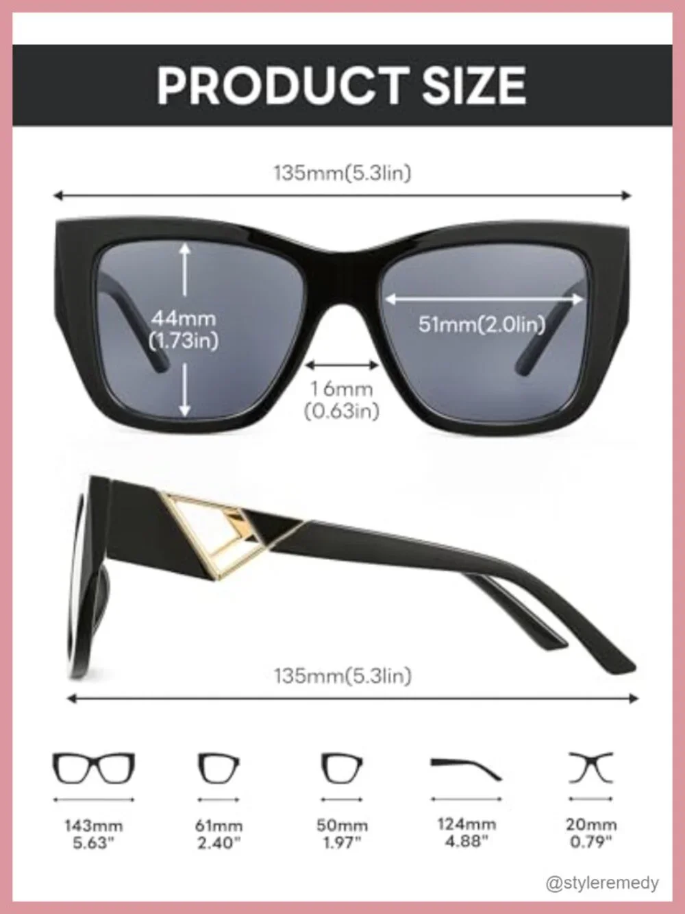 Retro Oversized Square Polarized Sunglasses for Women UV400 Plastic Frame